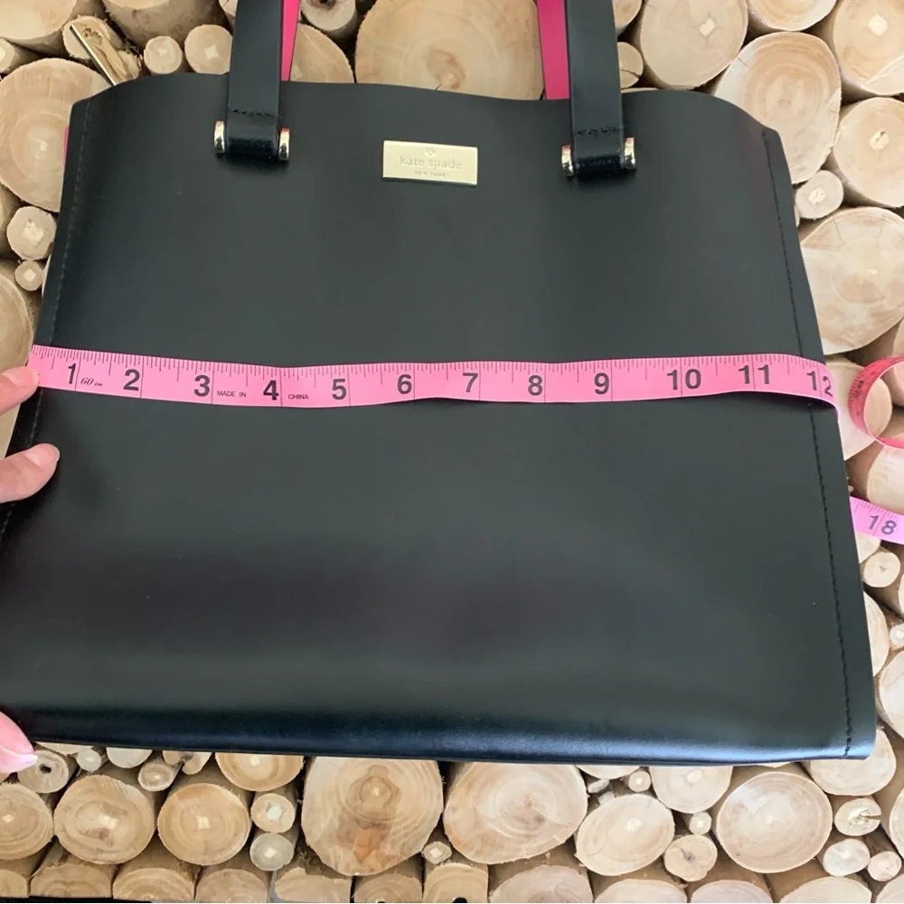 Kate Spade Black Sweetheart Pink Kyra Arbour Hill Leather Tote Bag - Picture 11 of 14